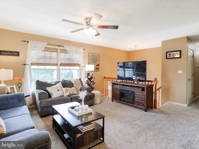 1204 S Fork Dr, Front Royal, VA 22630 - carpeted living room featuring ceiling fan and baseboards