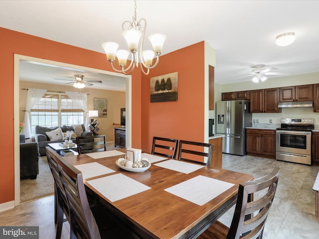 1204 S Fork Dr, Front Royal, VA 22630 - dining area featuring ceiling fan and a chandelier