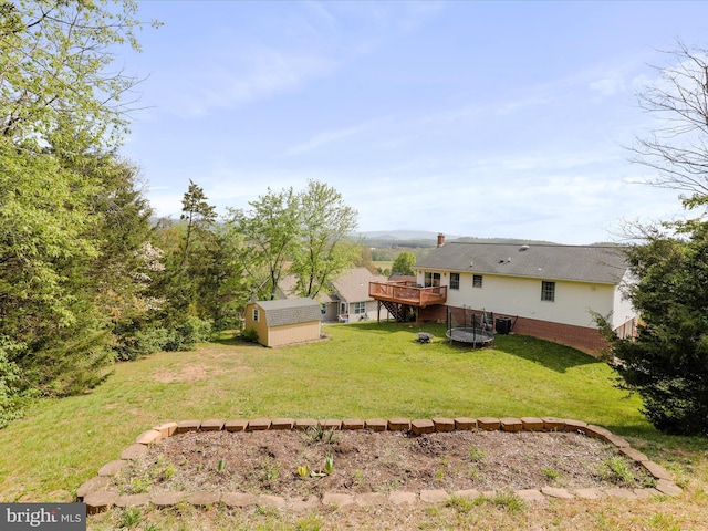 1204 S Fork Dr, Front Royal, VA 22630 - view of green lawn featuring a wooden deck and stairway