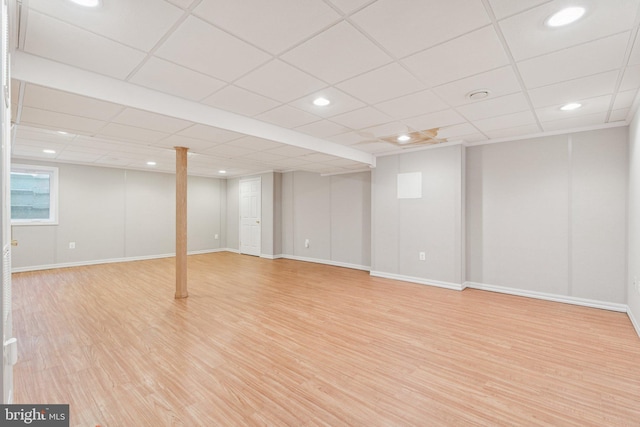 9207 Bois Ave, Vienna, VA 22182 - finished below grade area with light wood-type flooring, recessed lighting, and a drop ceiling