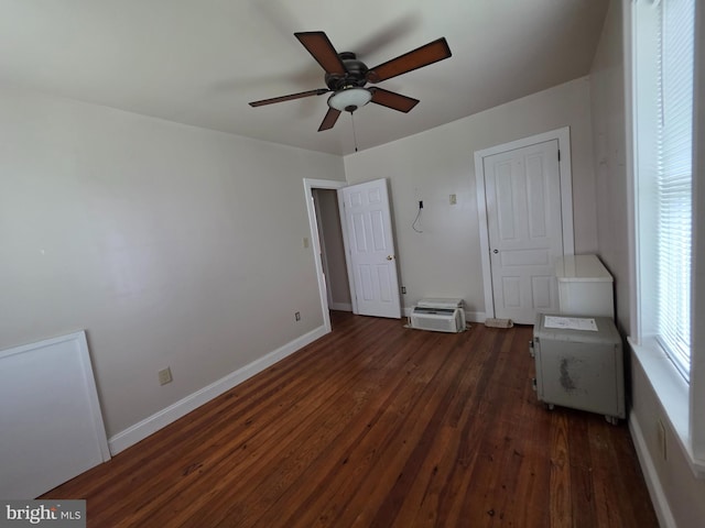 120 S Morwood Ave, Reading, PA 19609 - unfurnished bedroom with dark wood finished floors, baseboards, and ceiling fan