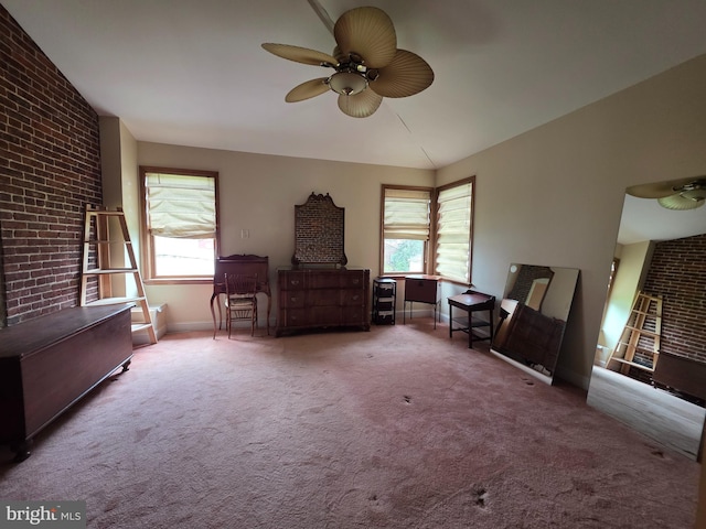 120 S Morwood Ave, Reading, PA 19609 - bedroom with multiple windows, baseboards, carpet, and brick wall