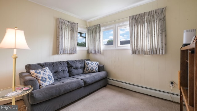 126 Heartwood Rd, Levittown, PA 19056 - living area with baseboard heating and carpet
