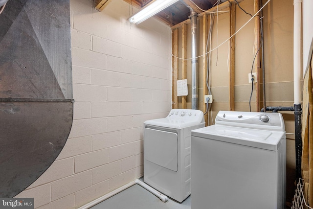 4849 Carriagepark Rd, Fairfax, VA 22032 - laundry area featuring washer and clothes dryer and concrete block wall