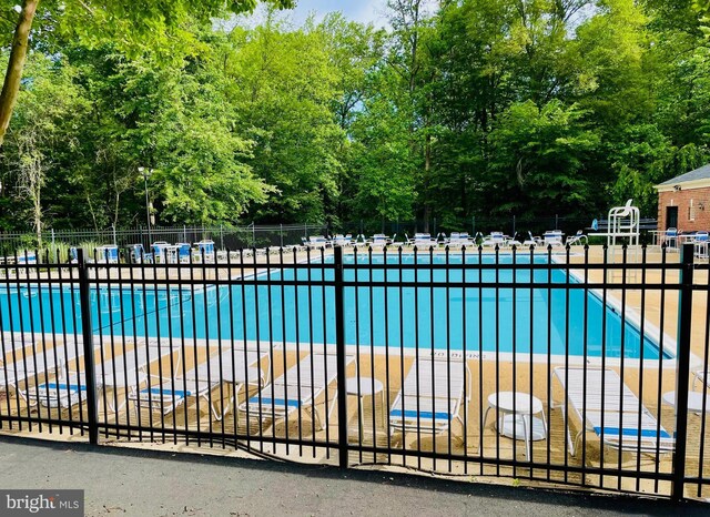 4849 Carriagepark Rd, Fairfax, VA 22032 - community pool featuring a patio area and view of wooded area