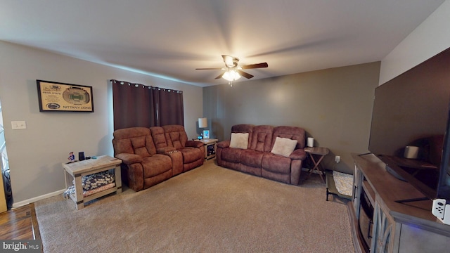 69 Geisinger Ln, Lewistown, PA 17044 - living area featuring a ceiling fan and carpet flooring