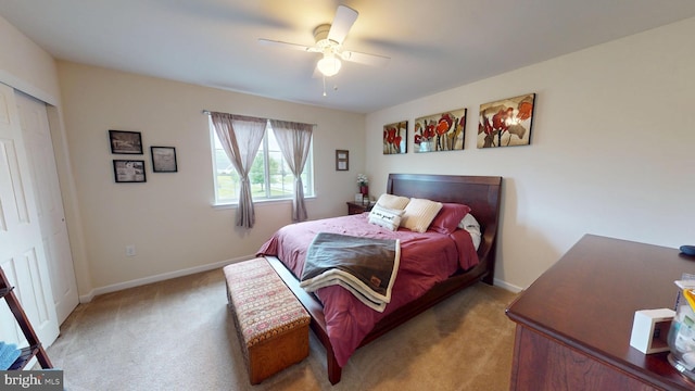 69 Geisinger Ln, Lewistown, PA 17044 - carpeted bedroom featuring a closet, baseboards, and ceiling fan