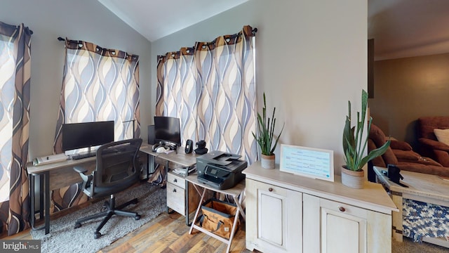 69 Geisinger Ln, Lewistown, PA 17044 - home office featuring vaulted ceiling and wood finished floors