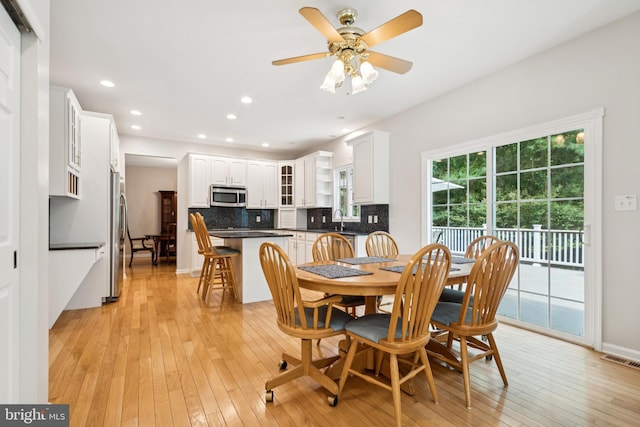 2 Teaberry Ct, Shamong, NJ 08088 - dining room with light wood finished floors, recessed lighting, and ceiling fan