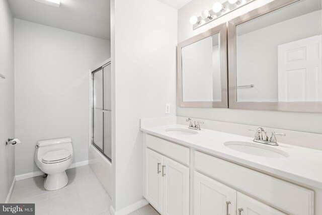 2 Teaberry Ct, Shamong, NJ 08088 - full bath featuring double vanity, tile patterned flooring, and shower / bath combination with glass door
