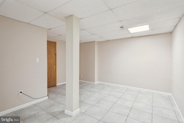 2 Teaberry Ct, Shamong, NJ 08088 - empty room featuring a drop ceiling and light tile patterned flooring
