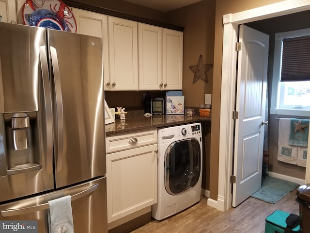 367 Dock Rd, West Creek, NJ 08092 - washroom featuring washer / clothes dryer, light wood finished floors, and baseboards