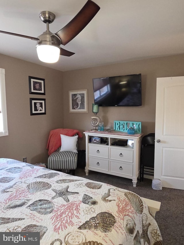 367 Dock Rd, West Creek, NJ 08092 - bedroom featuring dark carpet and a ceiling fan