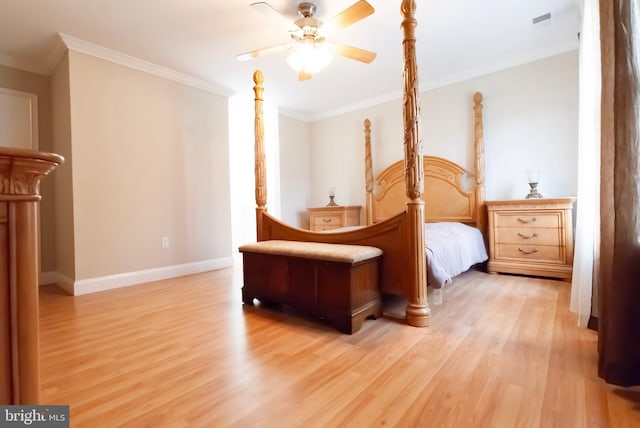 20 Kennebec Ct, Bordentown, NJ 08505 - bedroom with light wood-style flooring, crown molding, and ceiling fan