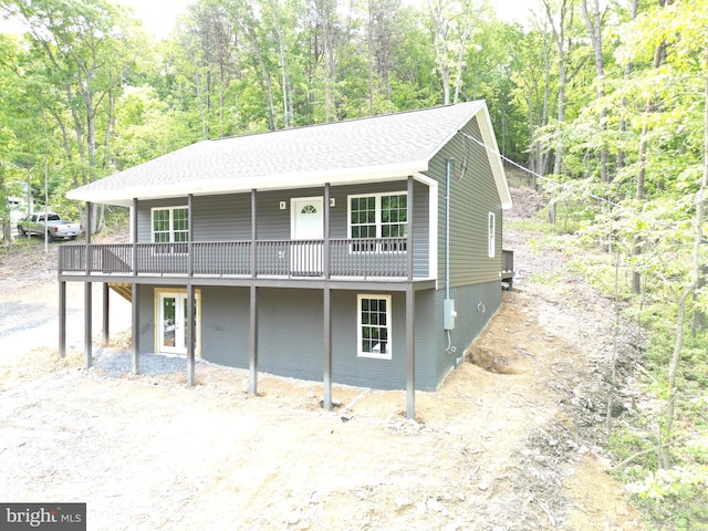 230 Spring Hollow Rd, Front Royal, VA 22630 - view of front of house featuring a wooden deck and a forest view