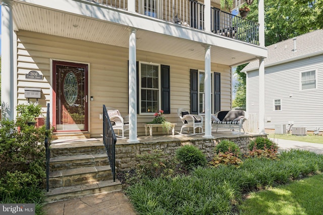2606 Caroline St, Fredericksburg, VA 22401 - property entrance with a porch and cooling unit