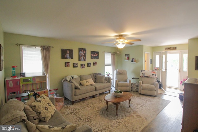 32530 Approach Unit 3252, Long Neck, DE 19966 - living area with wood finished floors and a ceiling fan