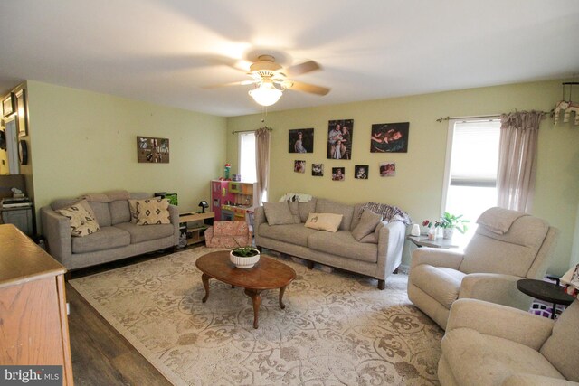 32530 Approach Unit 3252, Long Neck, DE 19966 - living room featuring healthy amount of natural light, wood finished floors, and a ceiling fan