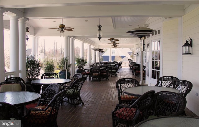 32530 Approach Unit 3252, Long Neck, DE 19966 - view of patio featuring outdoor dining space, ceiling fan, and french doors
