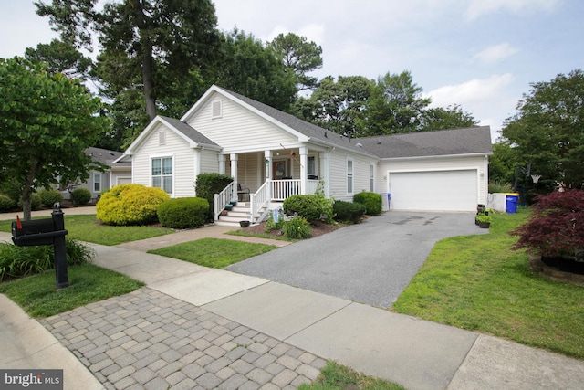 32530 Approach Unit 3252, Long Neck, DE 19966 - ranch-style home with covered porch, driveway, an attached garage, and a front lawn