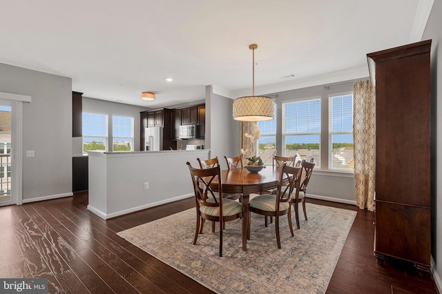 20620 Hope Spring Ter Unit 401, Ashburn, VA 20147 - dining room with baseboards, dark wood finished floors, and recessed lighting