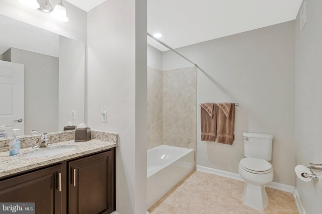 20620 Hope Spring Ter Unit 401, Ashburn, VA 20147 - full bathroom featuring toilet, vanity, shower / bathtub combination, baseboards, and tile patterned flooring