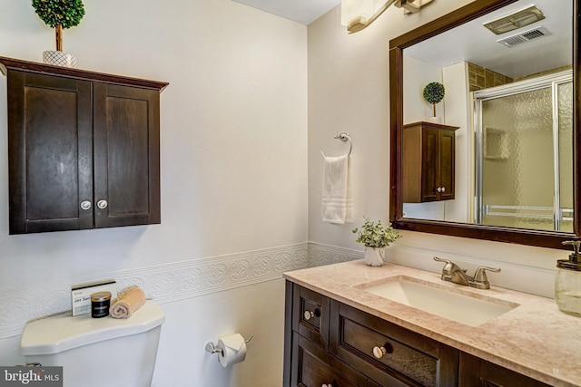 5901 Wivenhoe Ct, Alexandria, VA 22315 - bathroom featuring toilet, vanity, and a shower stall