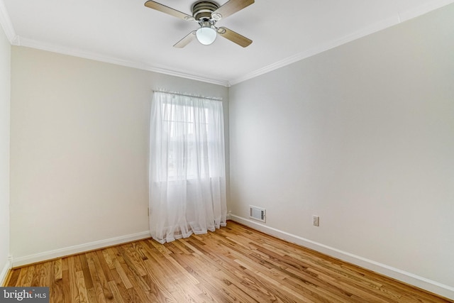 5901 Wivenhoe Ct, Alexandria, VA 22315 - empty room with ornamental molding, light wood-style flooring, baseboards, and a ceiling fan