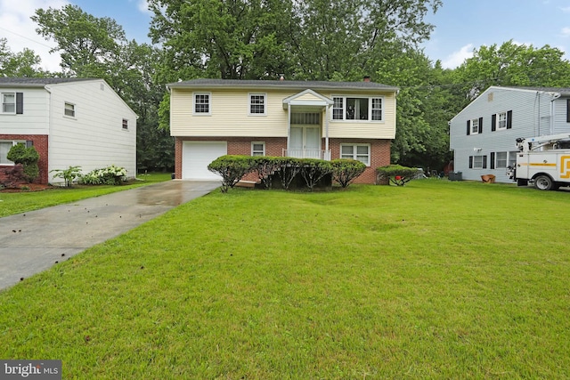 727 Fulton St S, Cherry Hill, NJ 08002 - bi-level home featuring brick siding, driveway, a garage, and a front lawn