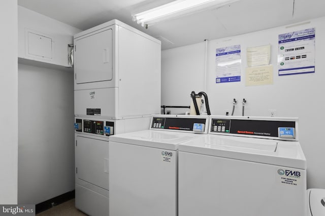 301 N Beauregard St Unit 320, Alexandria, VA 22312 - shared laundry room with stacked washing machine and dryer and washer and dryer