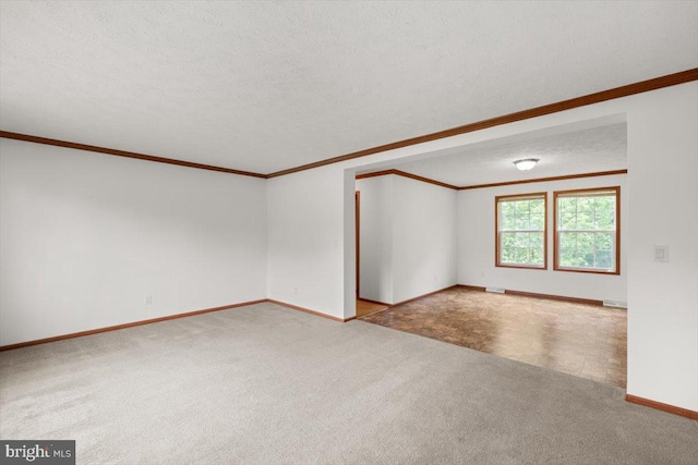 4767 S Ox Rd, Edinburg, VA 22824 - unfurnished room featuring carpet, crown molding, and a textured ceiling