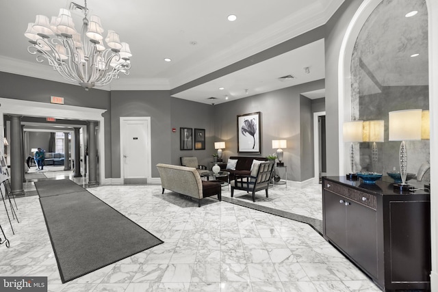851 N Glebe Rd Unit 1508, Arlington, VA 22203 - common area with crown molding and recessed lighting