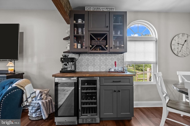 3 Adrian Pl, Newtown, PA 18940 - indoor bar featuring beverage cooler, dark wood finished floors, and healthy amount of natural light