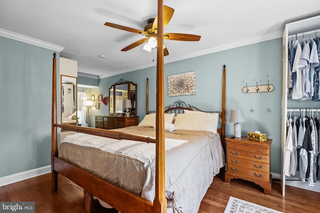3 Adrian Pl, Newtown, PA 18940 - bedroom featuring wood finished floors, ornamental molding, baseboards, and a ceiling fan