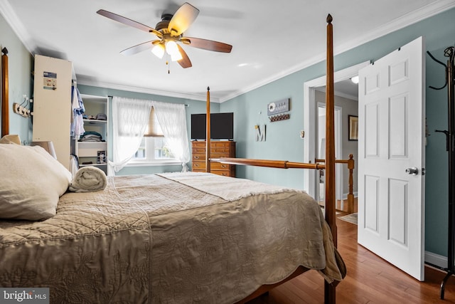3 Adrian Pl, Newtown, PA 18940 - bedroom featuring wood finished floors, crown molding, ceiling fan, and baseboards