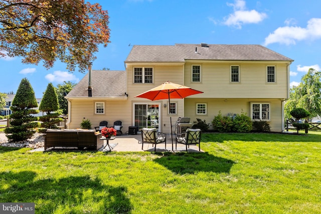 3 Adrian Pl, Newtown, PA 18940 - rear view of house with a patio area, outdoor lounge area, a yard, and a shingled roof