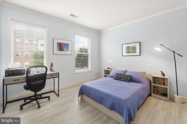 110 Chevy Chase St Unit 301, Gaithersburg, MD 20878 - bedroom with wood finished floors, ornamental molding, baseboards, and an office area
