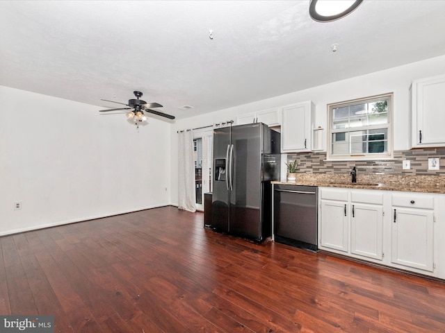 2482 Wentworth Dr Unit 2482, Crofton, MD 21114 - kitchen featuring stainless steel appliances, stone countertops, white cabinetry, backsplash, and dark wood-style flooring