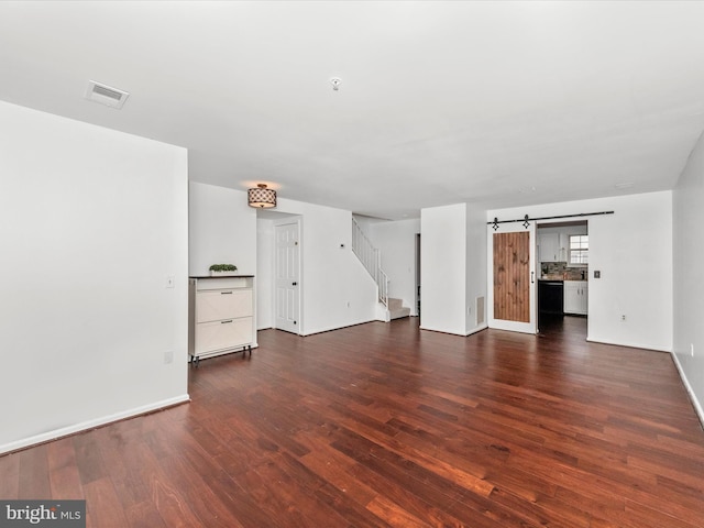 2482 Wentworth Dr Unit 2482, Crofton, MD 21114 - unfurnished living room with stairway and dark wood finished floors