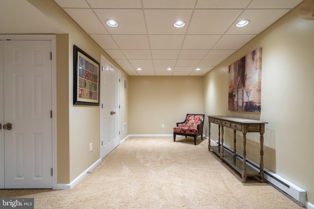 102 Warwick Way N, Wales, PA 19454 - sitting room with carpet floors, baseboards, a paneled ceiling, and recessed lighting