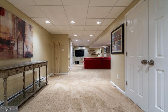 102 Warwick Way N, Wales, PA 19454 - hall with carpet, baseboards, recessed lighting, and a paneled ceiling