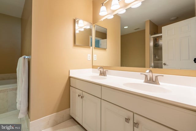 102 Warwick Way N, Wales, PA 19454 - bathroom with double vanity, tile patterned floors, and a shower with door