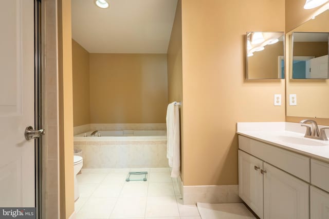 102 Warwick Way N, Wales, PA 19454 - bathroom with a bath, vanity, toilet, and tile patterned floors