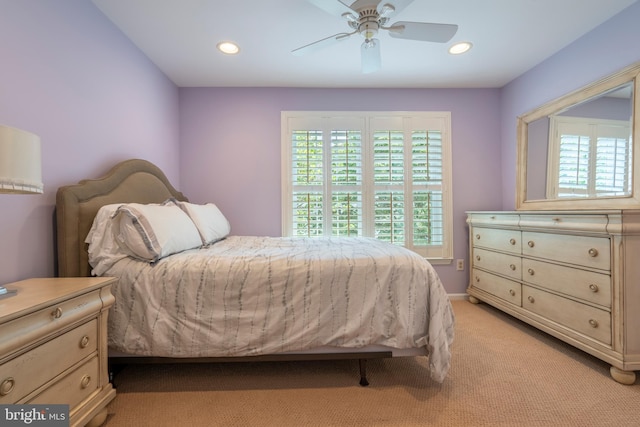 102 Warwick Way N, Wales, PA 19454 - bedroom with recessed lighting, light carpet, and ceiling fan