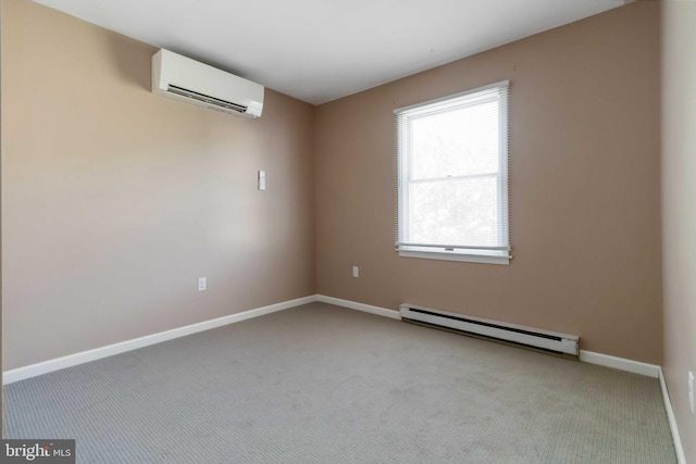 8892 Mckinley Ct, Hummelstown, PA 17036 - carpeted spare room featuring a baseboard heating unit, a wall unit AC, and baseboards