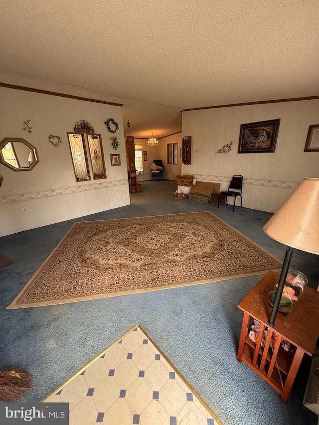 205 Jacob Dr, Moorefield, WV 26836 - living room featuring carpet flooring and a textured ceiling
