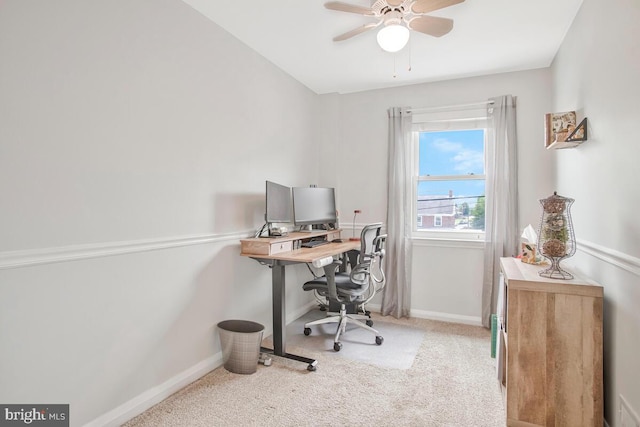 7215 Conley St, Baltimore, MD 21224 - carpeted office space featuring a ceiling fan and baseboards