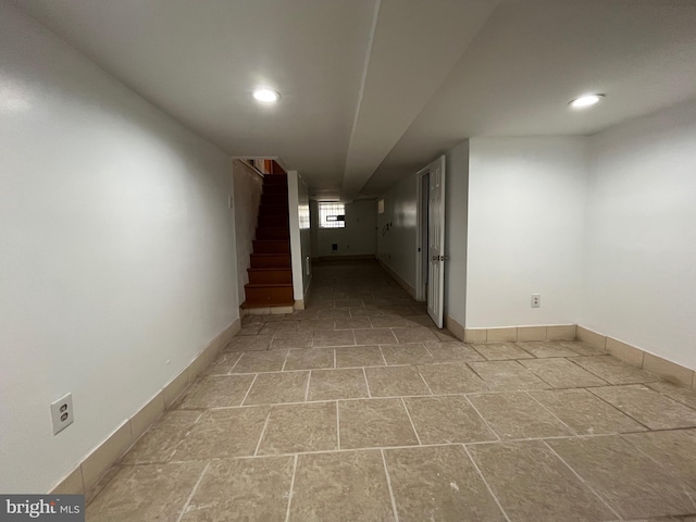 27 N 51st St, Philadelphia, PA 19139 - hall with recessed lighting, baseboards, and stairway