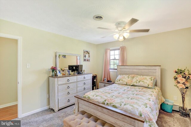 3476 Messersmith Rd, York, PA 17408 - bedroom with light colored carpet, baseboards, and a ceiling fan