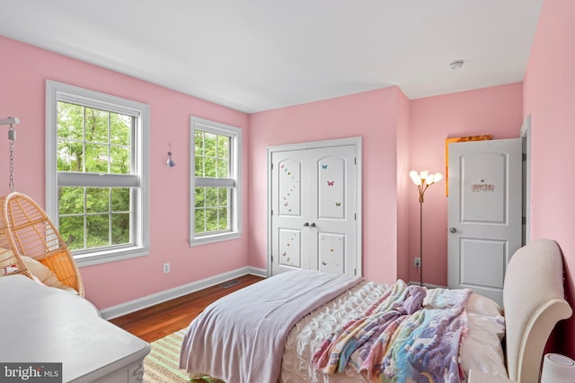 4300 Mountain Laurel Way, Brandywine, MD 20613 - bedroom with dark wood-style floors, baseboards, and a closet